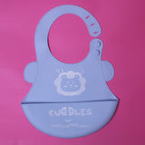 Blue Cuddles Baby Silicone Bib Blue