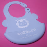 Blue Cuddles Baby Silicone Bib Blue