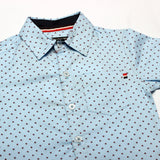 SKY BLUE FLAG PRINTED HALF SLEEVES CASUAL SHIRT FOR BOYS