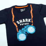 SHARK PATROL NAVY BLUE PRINTED T-SHIRT