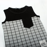 BLACK AND GREY CHECKERED SANDOS FOR BOYS