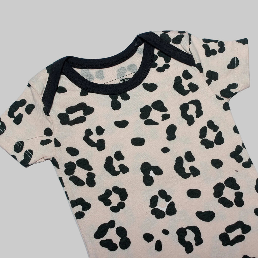 CHEETAH PRINTED PINK ROMPER FOR GIRLS
