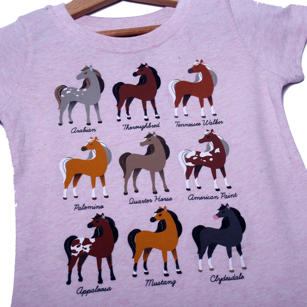 NEW PINK HORSE PRINTED HALF SLEEVES T-SHIRT