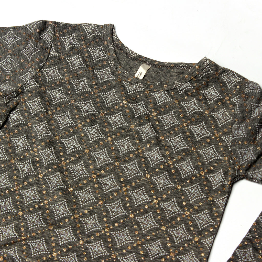 GREY WITH GOLDEN SPOTS PRINTED T-SHIRT AND TOP FOR GIRLS