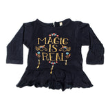 NAVY BLUE MAGIC IS REAL PRINTED FULL SLEEVES T-SHIRTS TOP