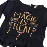 NAVY BLUE MAGIC IS REAL PRINTED FULL SLEEVES T-SHIRTS TOP