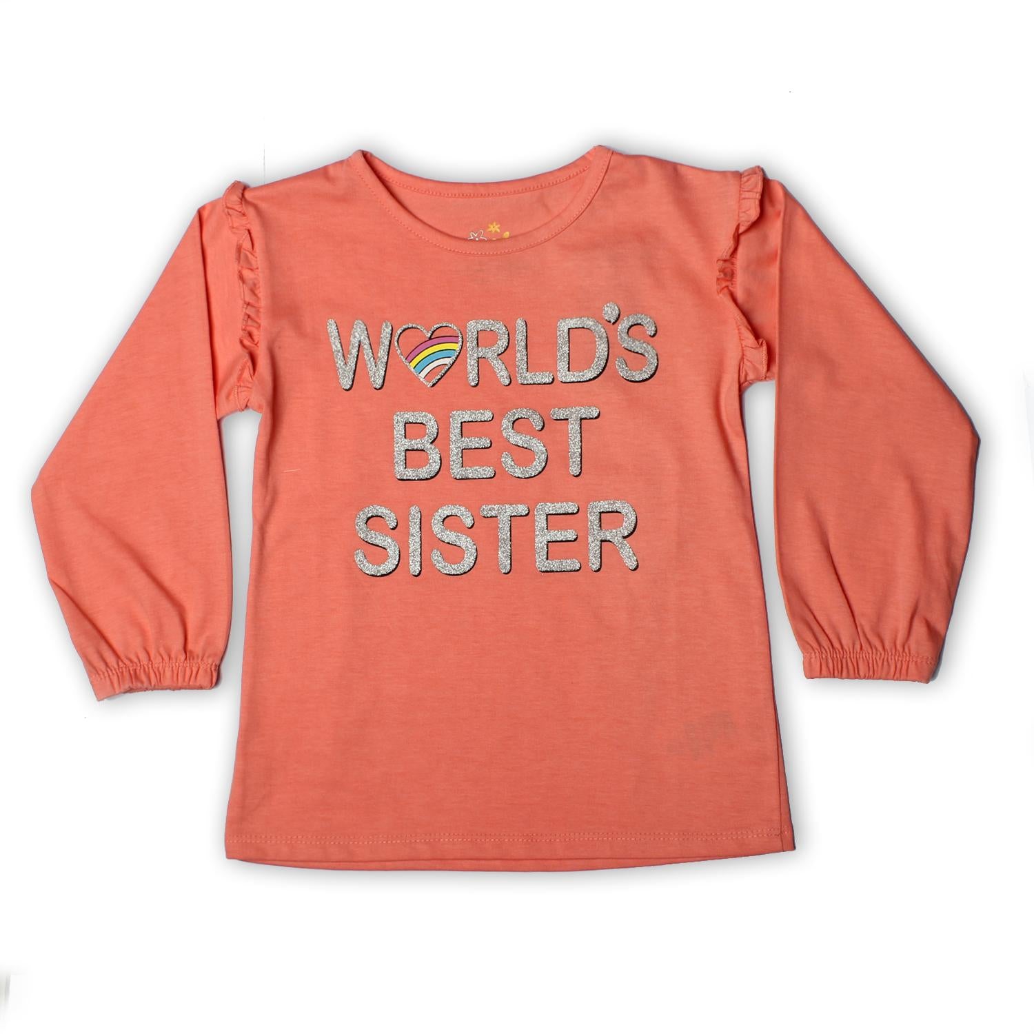 PEACH WORLD BEST SISTER PRINTED FULL SLEEVES T-SHIRTS