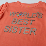PEACH WORLD BEST SISTER PRINTED FULL SLEEVES T-SHIRTS