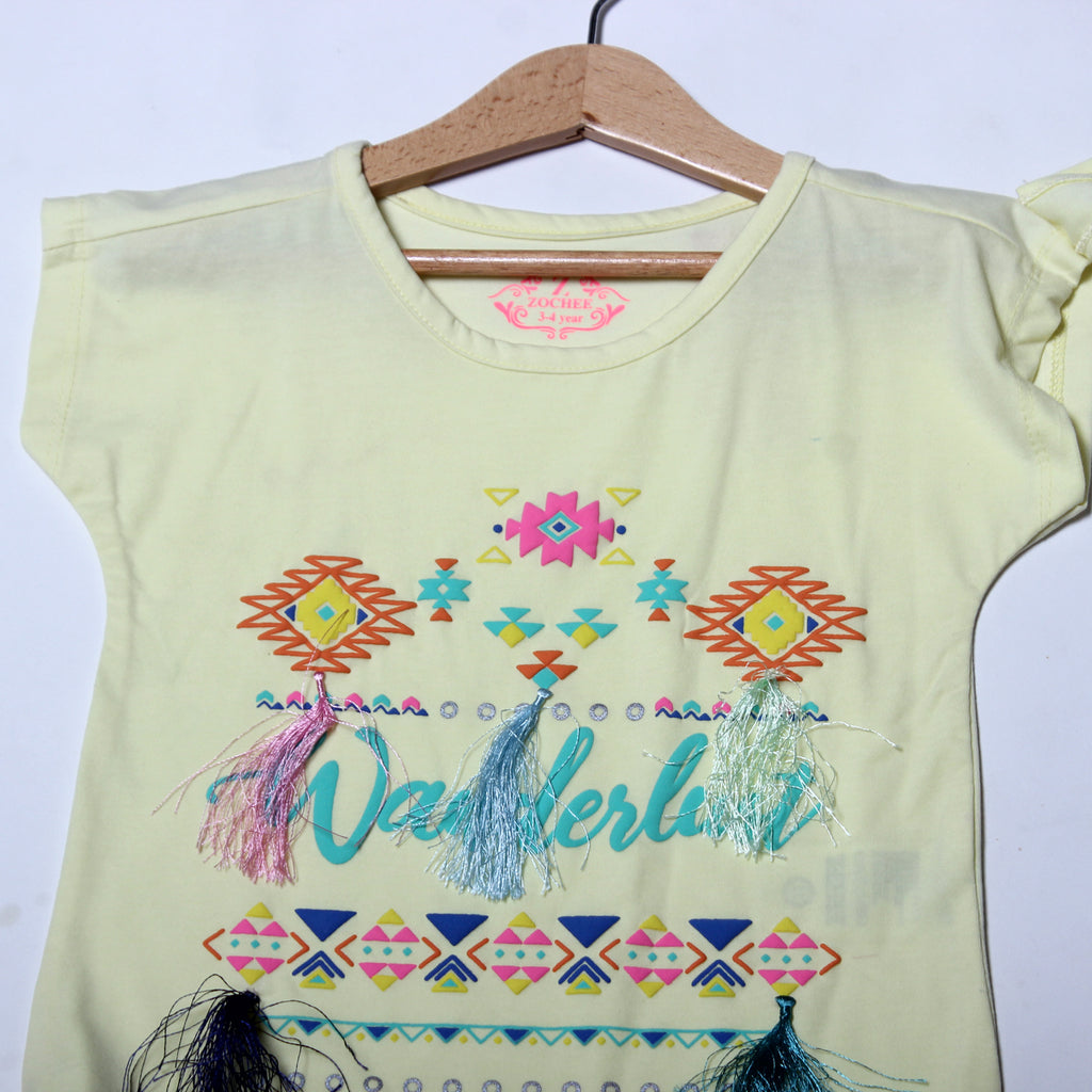 NEW YELLOW WANDERLUST T-SHIRT TOP FOR GIRLS