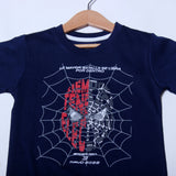 NEW NAVY BLUE SPIDER-MAN FACE PRINTED T-SHIRT FOR BOYS