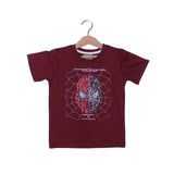 NEW MAROON SPIDER-MAN FACE PRINTED T-SHIRT FOR BOYS