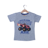 NEW GREY MONSTER BLAZE TRUCK PRINTED T-SHIRT FOR BOYS