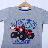 NEW GREY MONSTER BLAZE TRUCK PRINTED T-SHIRT FOR BOYS