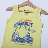 NEW YELLOW CALIFORNIA SEASIDE PRINTED SANDO FOR BOYS