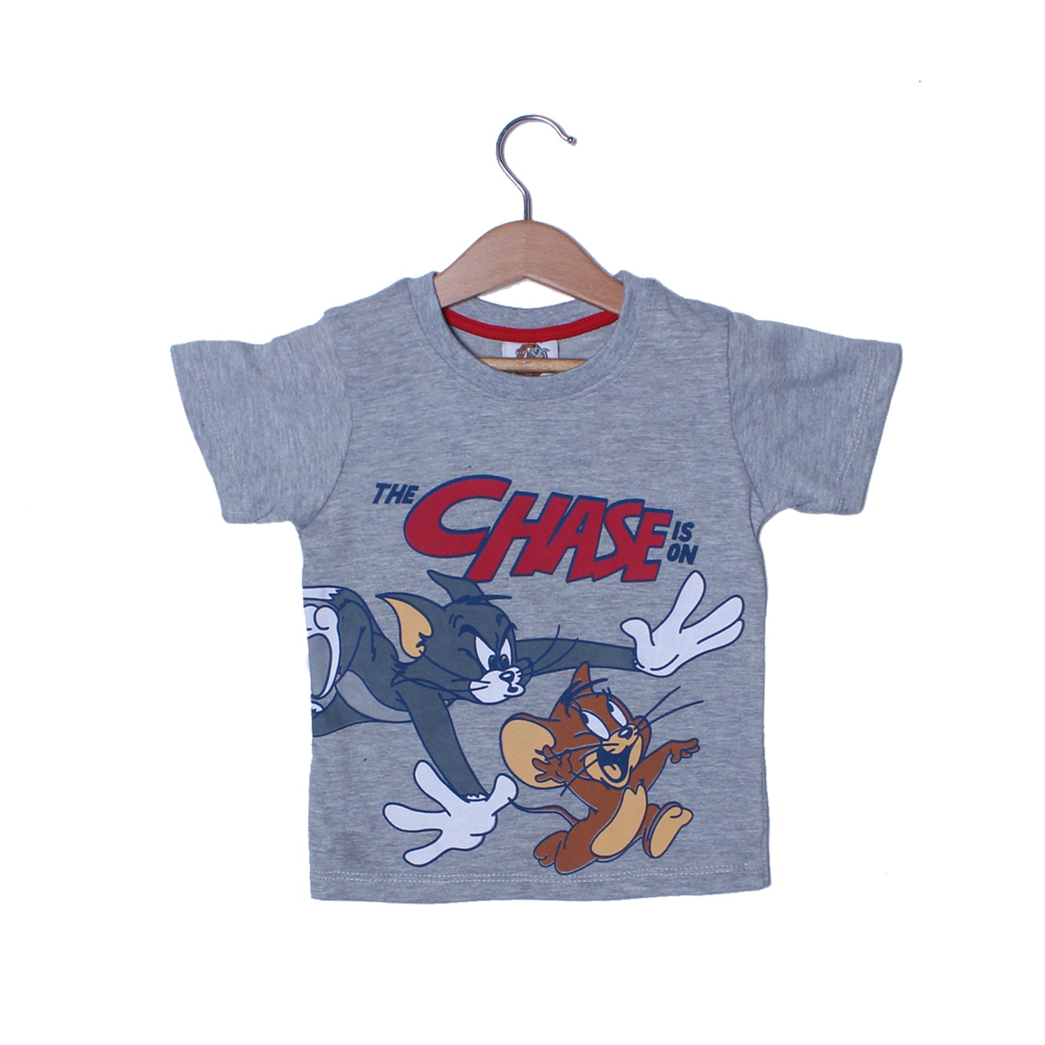 NEW GREY THE CHASE IS ON PRINTED T-SHIRT FOR BOYS