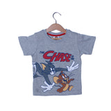 NEW GREY THE CHASE IS ON PRINTED T-SHIRT FOR BOYS