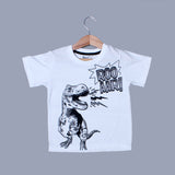 NEW WHITE DINO ROO AAR PRINTED T-SHIRT FOR BOYS