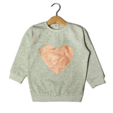 NEW GREY WITH PINK HEART PRINTED SWEATSHIRT FOR GIRLS