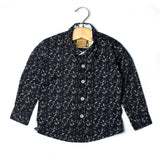 NAVY BLUE WHITE PRINTED CASUAL SHIRT FOR GIRLS