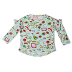 LIGHT BLUE FULL SLEEVES MIX PRINTED TOP FOR GIRLS