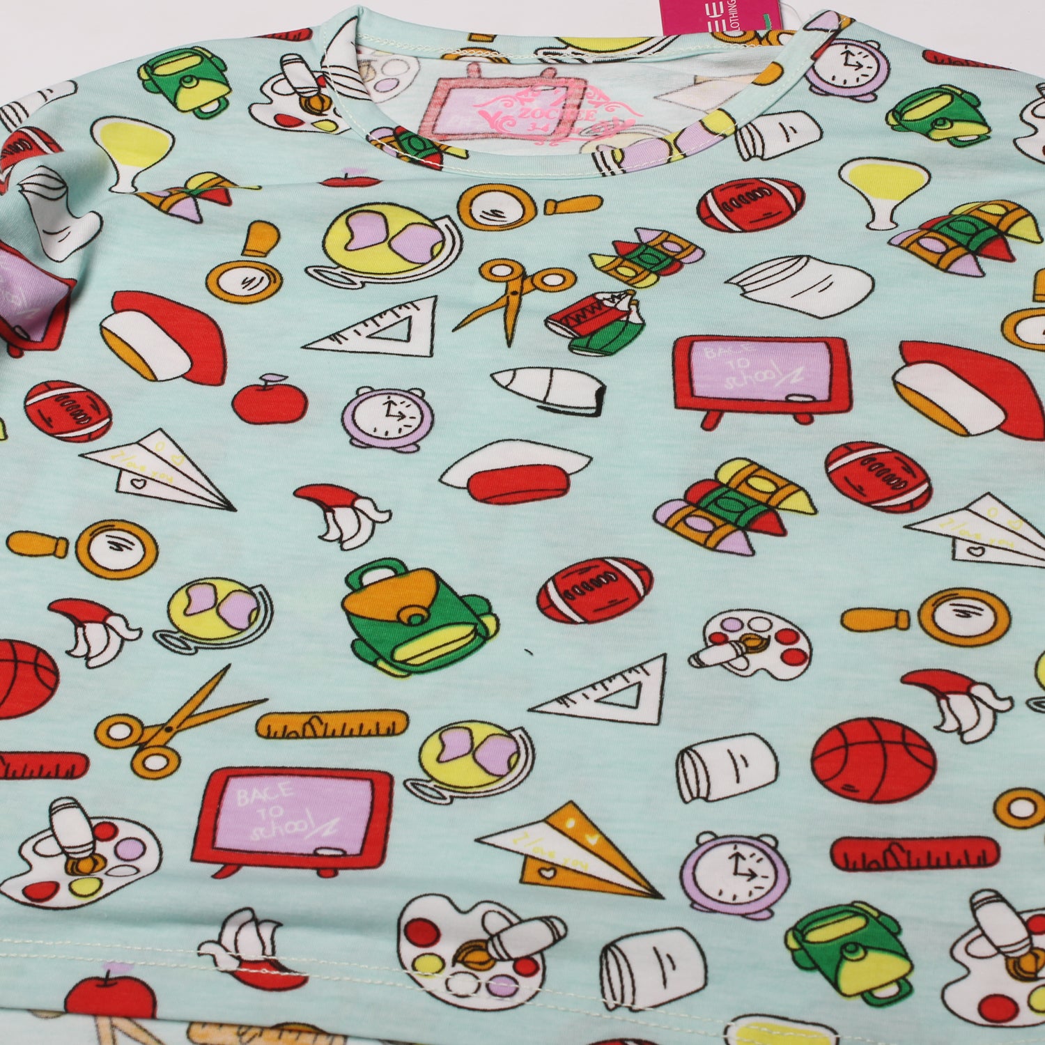 LIGHT BLUE FULL SLEEVES MIX PRINTED TOP FOR GIRLS