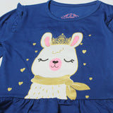 ROYAL BLUE FULL SLEEVES RABBIT PRINTED TOP FOR GIRLS