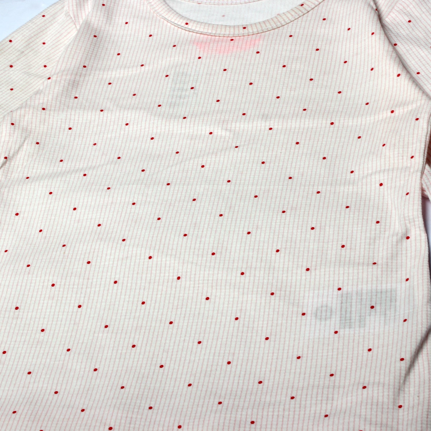 BABY PINK FULL SLEEVES POLKA DOTS PRINTED TOP FOR GIRLS
