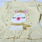 LIME FULL SLEEVES RABBIT PRINTED TOP FOR GIRLS