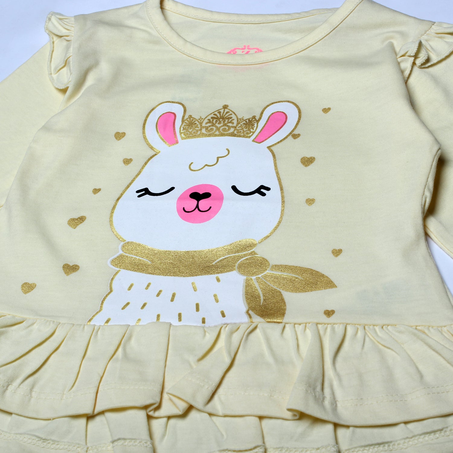 LIME FULL SLEEVES RABBIT PRINTED TOP FOR GIRLS
