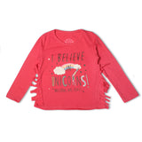 PINK FULL SLEEVES I BELIEVE UNICORNS PRINTED TOP FOR GIRLS