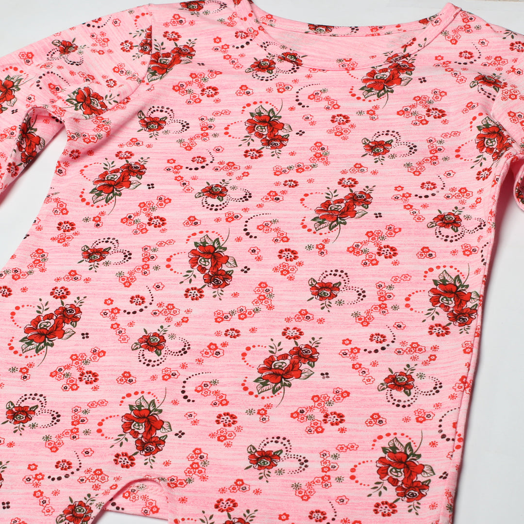 PINK FULL SLEEVES FLOWER PRINTED TOP FOR GIRLS