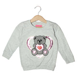 LIGHT GREY HEART BEAR PRINTED SWEATSHIRT