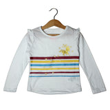 WHITE FULL SLEEVES HORSE PRINTED TOP FOR GIRLS
