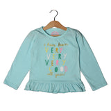 SKY BLUE FULL SLEEVES VERY GOOD PRINTED TOP FOR GIRLS
