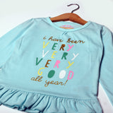 SKY BLUE FULL SLEEVES VERY GOOD PRINTED TOP FOR GIRLS