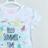 White Hello Summer Printed T-Shirt - Expo City