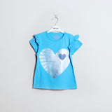 Sky Blue Heart Printed T-Shirt - Expo City