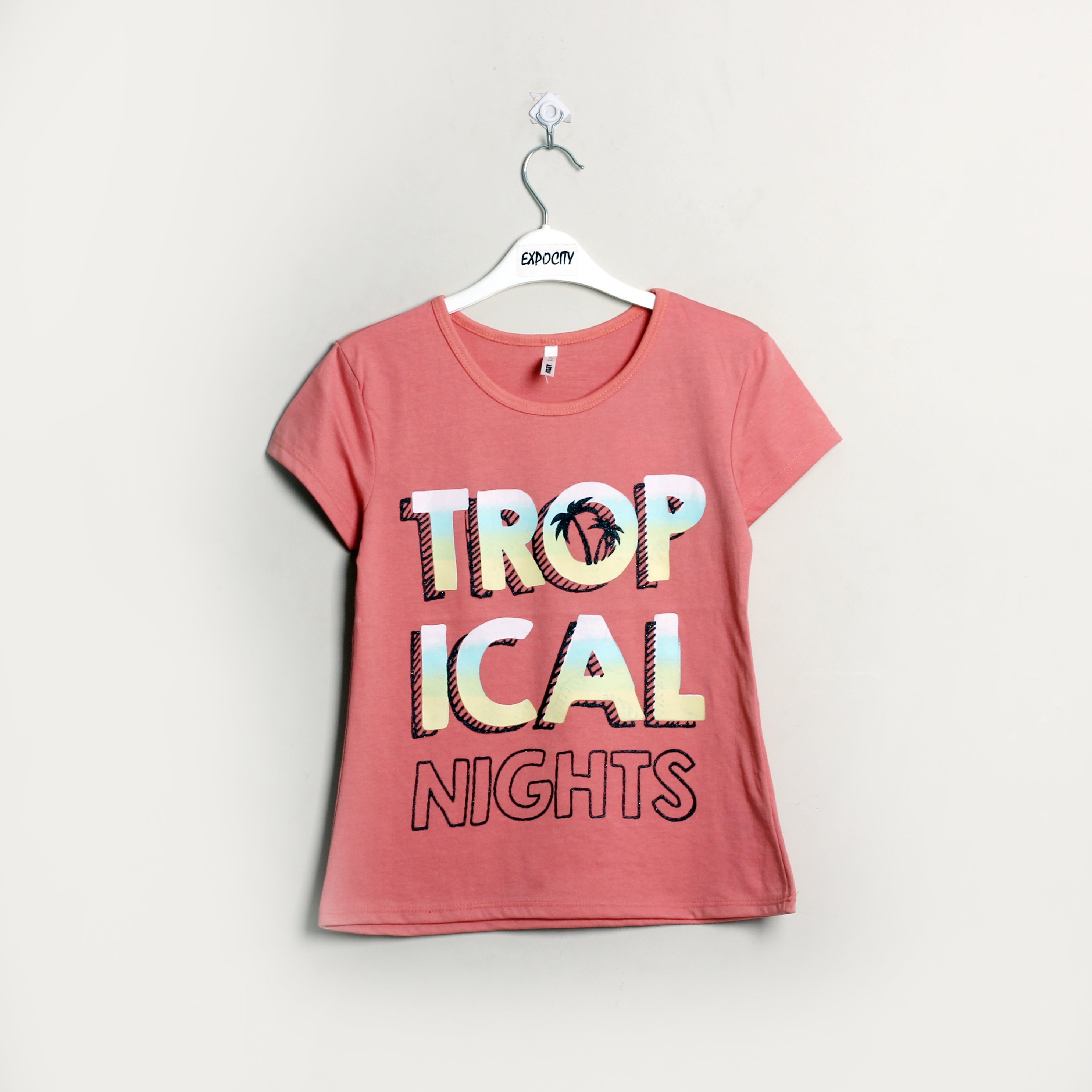 Peach Tropical  Printed T-Shirt - Expo City