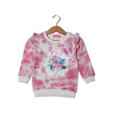 PINK & WHITE WITH SWAN PATCH SWEATSHIRT FOR GIRLS