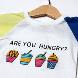 WHITE WITH YELLOW & BLUE SLEEVE T-SHIRT FOR BOYS