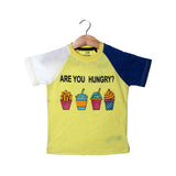 YELLOW WITH WHITE & BLUE SLEEVE T-SHIRT FOR BOYS
