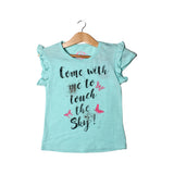 SKY BLUE COME WITH ME TO TOUCH THE SKY PRINTED HALF SLEEVES T-SHIRT