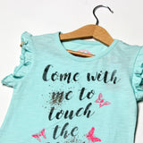 SKY BLUE COME WITH ME TO TOUCH THE SKY PRINTED HALF SLEEVES T-SHIRT