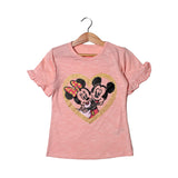 BABY PINK MINNIE & MICKEY PRINTED T-SHIRT TOP FOR GIRLS