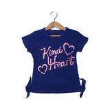 ROYAL BLUE KIND HEART PRINTED T-SHIRT TOP FOR GIRLS