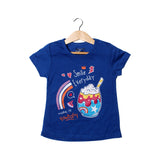 ROYAL BLUE SMILE EVERYDAY PRINTED T-SHIRT TOP FOR GIRLS