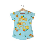 SKY BLUE TIME TO SHINE PRINTED T-SHIRT TOP FOR GIRLS