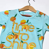 SKY BLUE TIME TO SHINE PRINTED T-SHIRT TOP FOR GIRLS