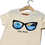Load image into Gallery viewer, CREAM GLASSES LONG BEACH PRINTED T-SHIRT FOR GIRLS
