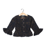 DARK BROWN BIG LEAVES PRINTED FROCK FOR GIRLS